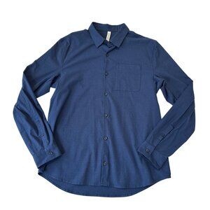 Lululemon Mens All Town Button Down Long Sleeve Shirt Size L Blue Office Commute